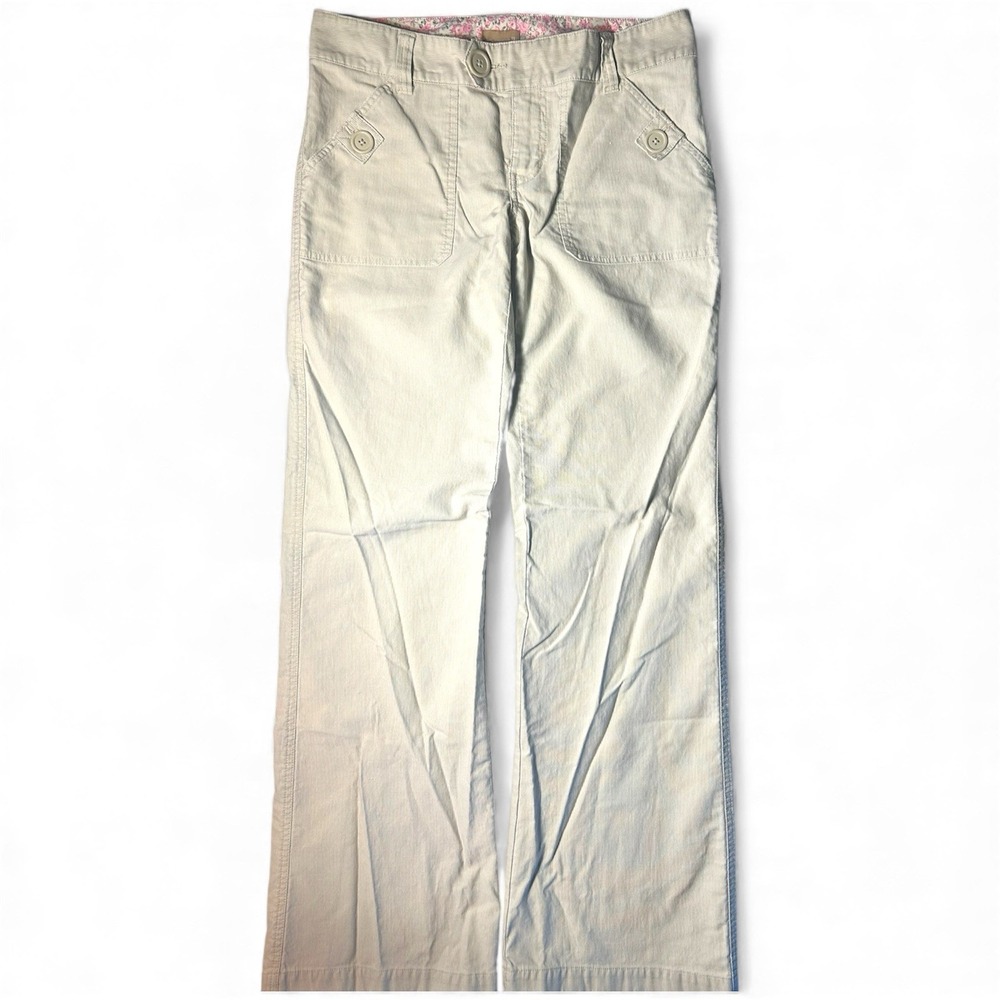Vtg y2k Forever 21‎ Sz 9 Juniors Khaki Striped Boot Flare Leg Low Rise Pants